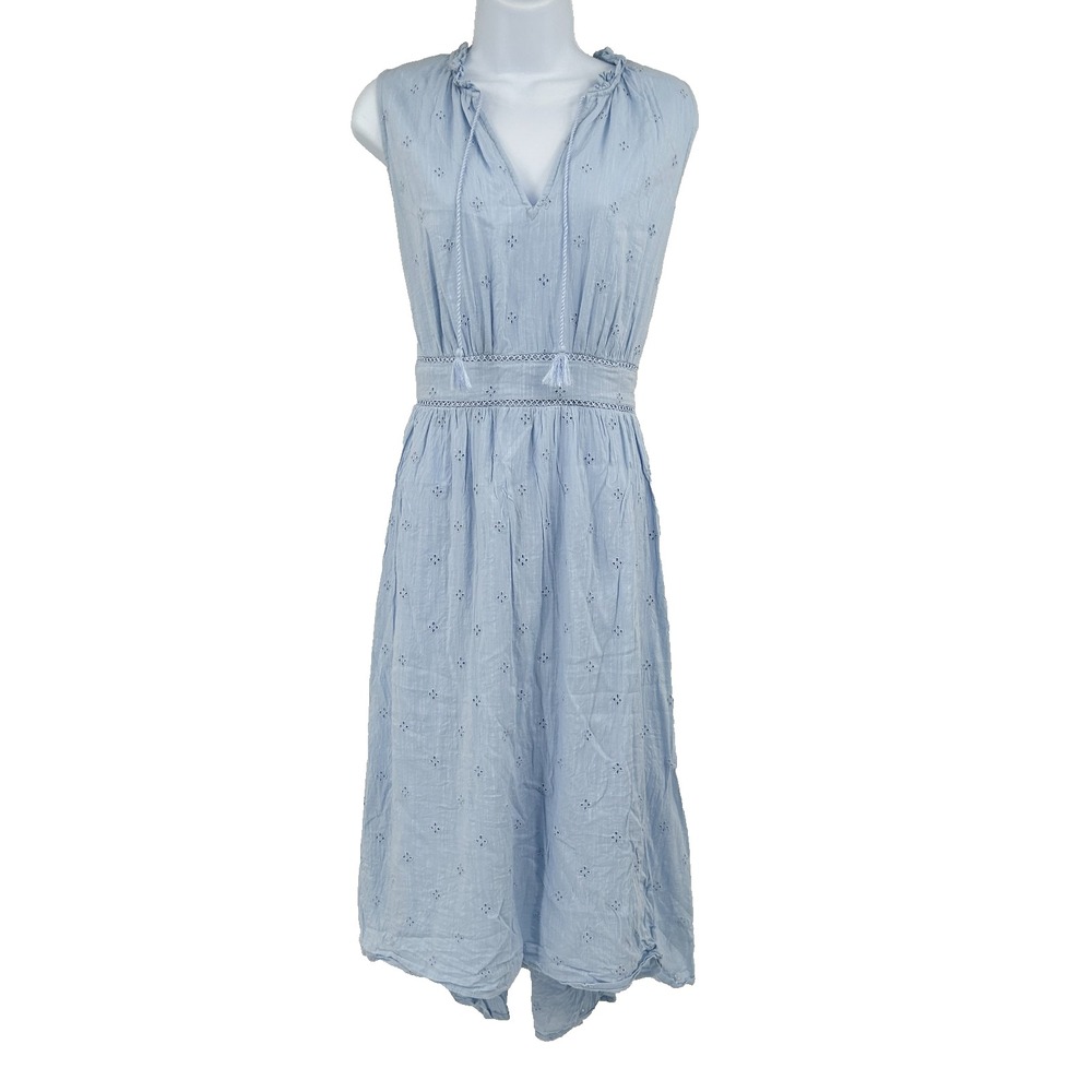 Old Navy Coastal Cottage Midi Dress Womens L Eyelet Lace Prairie Peasant Smocked